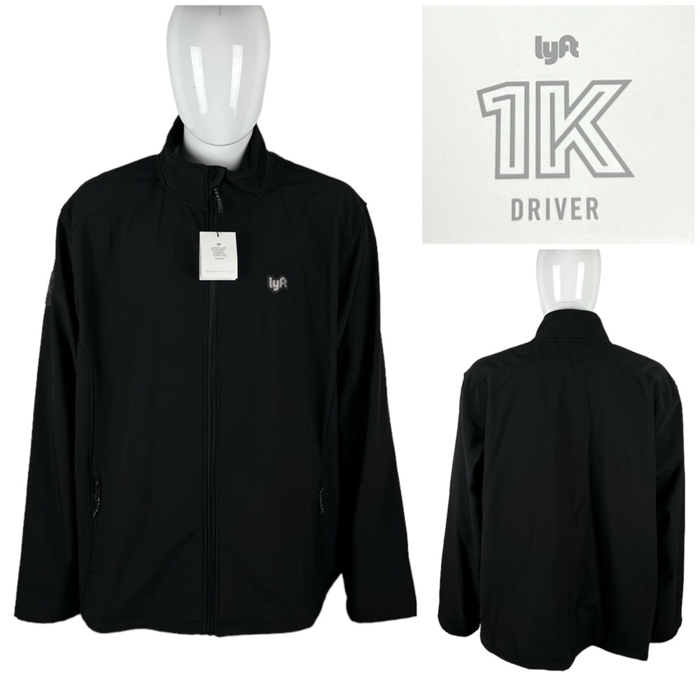 Lyft Mens 4XL Jacket 1K Rides Softshell Fleece Lined Black Polyester Blend NWT